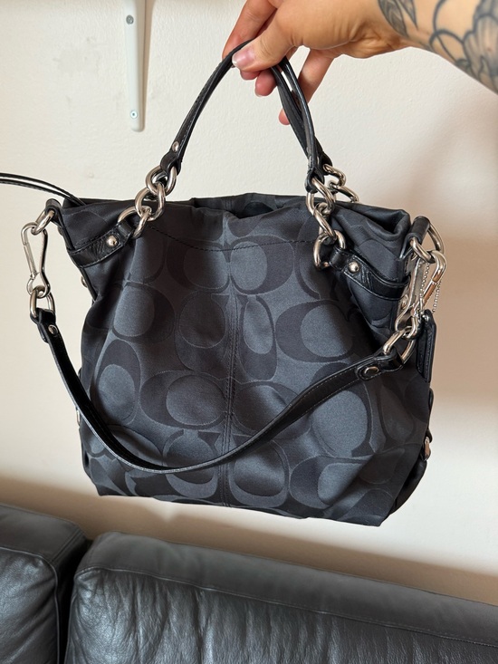 Coach Handbags - Coach Black Signature Chain-Detail Shoulder Bag